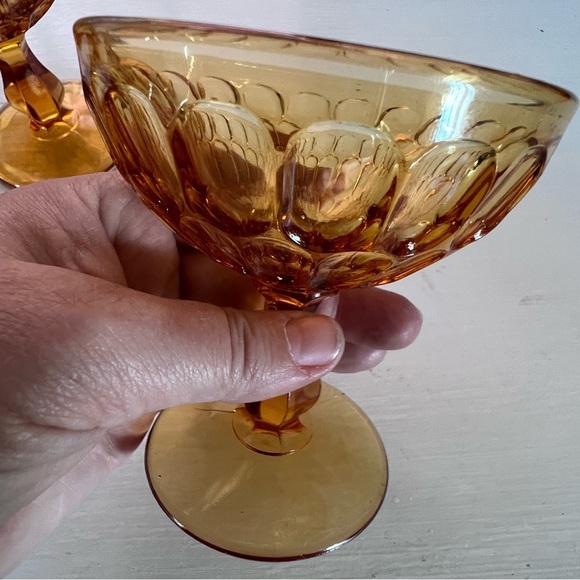 Fenton Colonial Thumbprint Amber set of 4